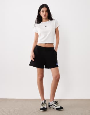 HUGO Blue box logo jersey sweatshirt fabric shorts in black black 19890₽