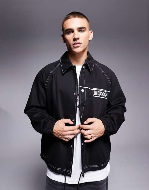 HUGO BLUE Bujo collared jacket in black - view 1