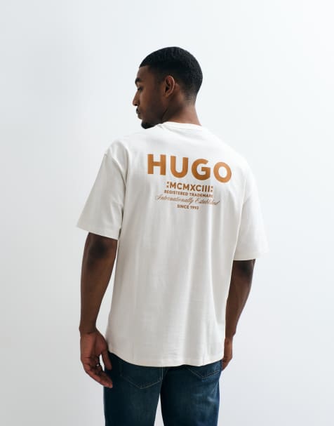 HUGO Blue - camiseta con estampado trasero Nalono en crudo - view 1