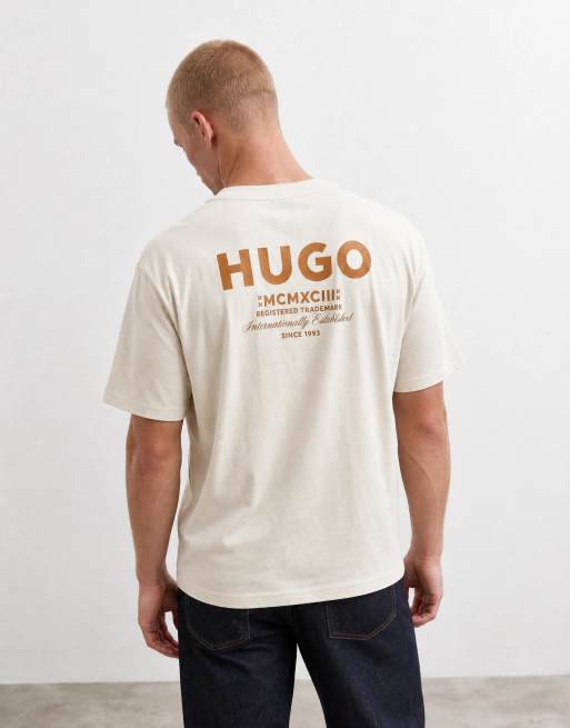 HUGO Blue - camiseta con estampado trasero Nalono en crudo, 6 de 10