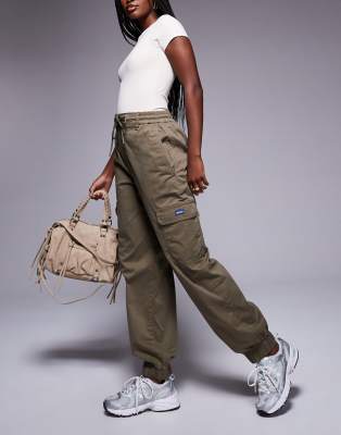 HUGO BLUE cargo cuffed trousers in khaki-Green