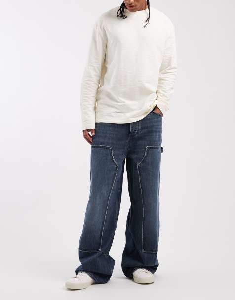 Hugo Blue Carpenter wide leg jeans in dark blue