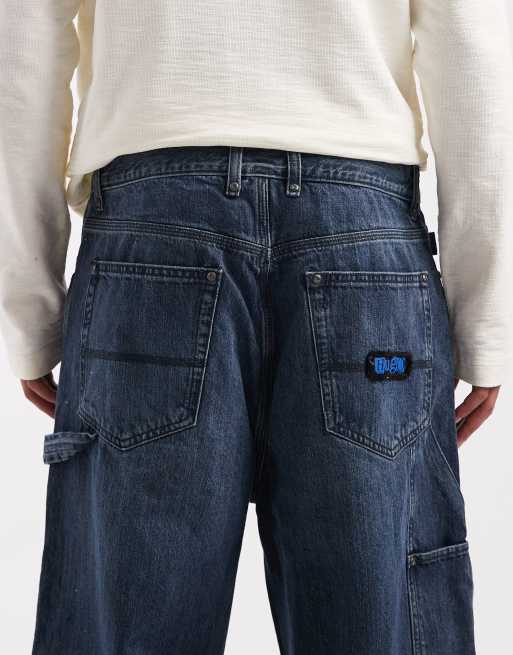 Hugo Blue Carpenter wide leg jeans in dark blue, 4 of 5
