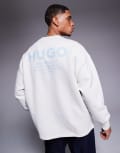 [Hugo Blue] HUGO Blue central logo sweatshirt in stone-Neutral M Open White