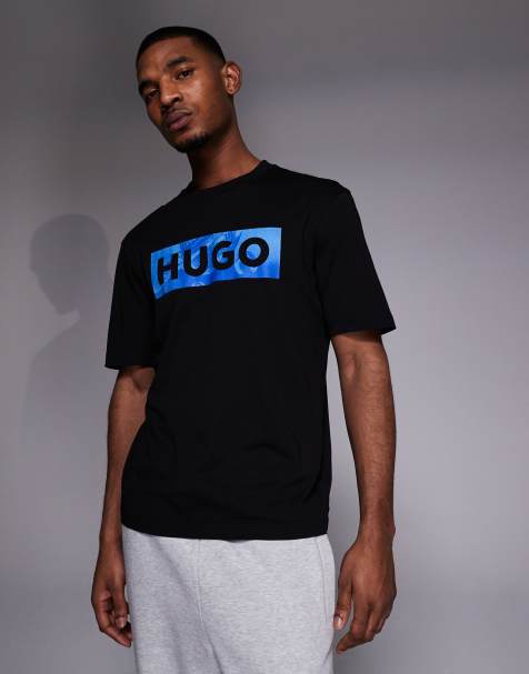 Hugo Blue chest logo t-shirt in black - view 1