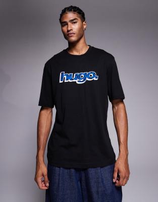 Hugo Blue Hugo Blue chest print logo t-shirt in black