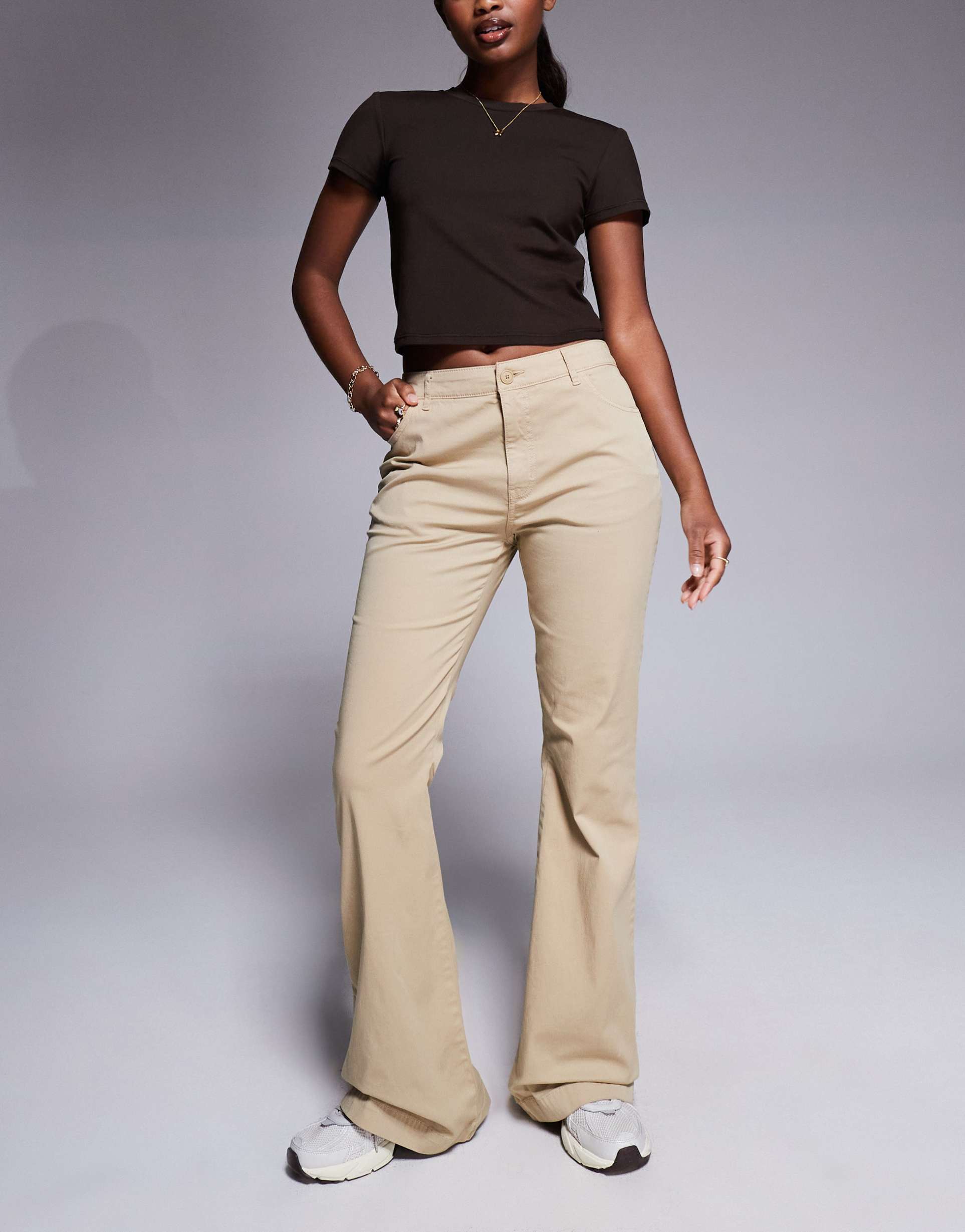hugo blue chino flare pants in beige
