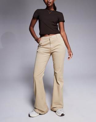 Hugo Blue Hugo Blue chino flare trousers in beige-Neutral