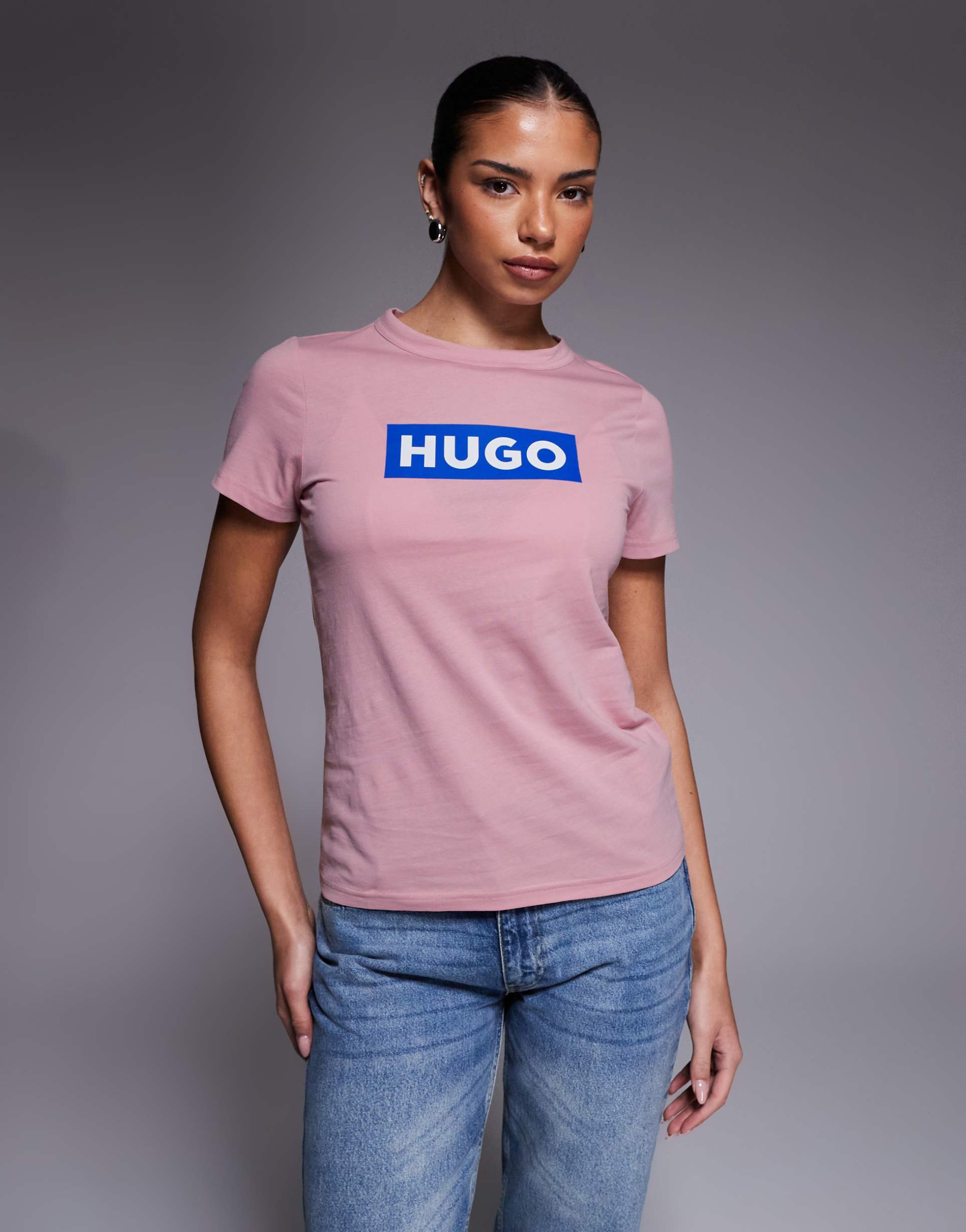 hugo blue classic tee t-shirts in pink
