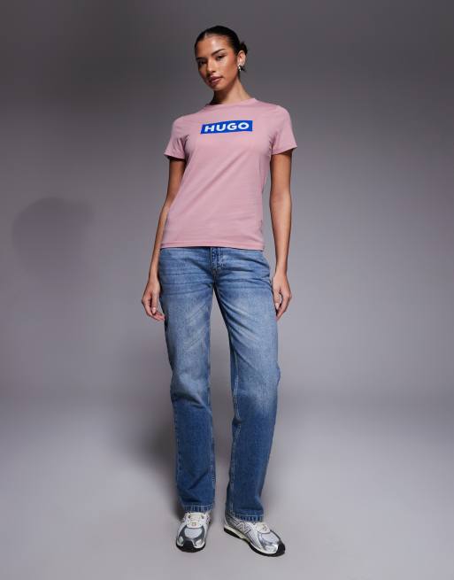Hugo Blue classic tee t-shirts in pink, 4 of 4