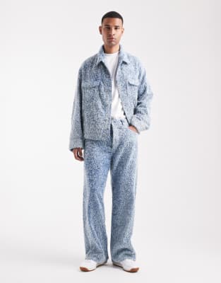 Hugo Blue HUGO BLUE co-ord Mason hairy loose baggy fit jeans in light blue wash