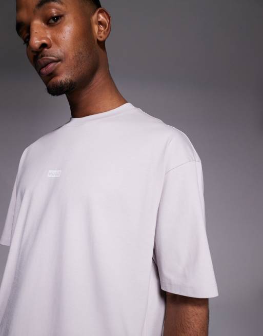 Hugo Blue cotton back logo print t-shirt in light purple, 3 of 5