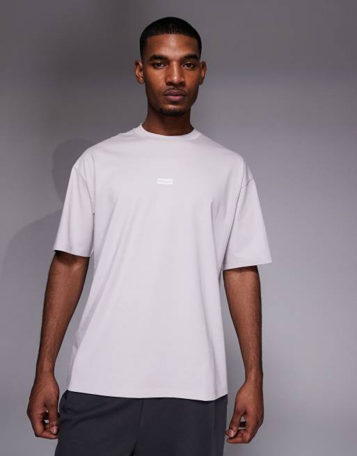 Hugo Blue cotton back logo print t-shirt in light purple, 4 of 5