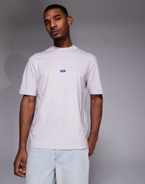 Hugo Blue cotton jersery with logo t-shirt in light purple - view 1