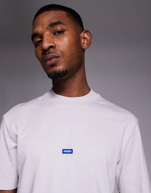 HUGO Blue cotton jersey with logo t-shirt in light purple, 5 of 5