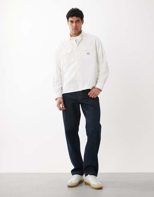 Hugo Blue cotton twill with logo label shirt in white, 2 of 5