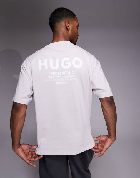 Hugo Blue cotton with back logo print t-shirt in light purple