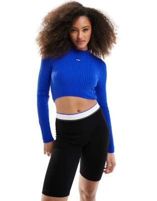 Hugo Blue HUGO BLUE crop light knit jumper in blue