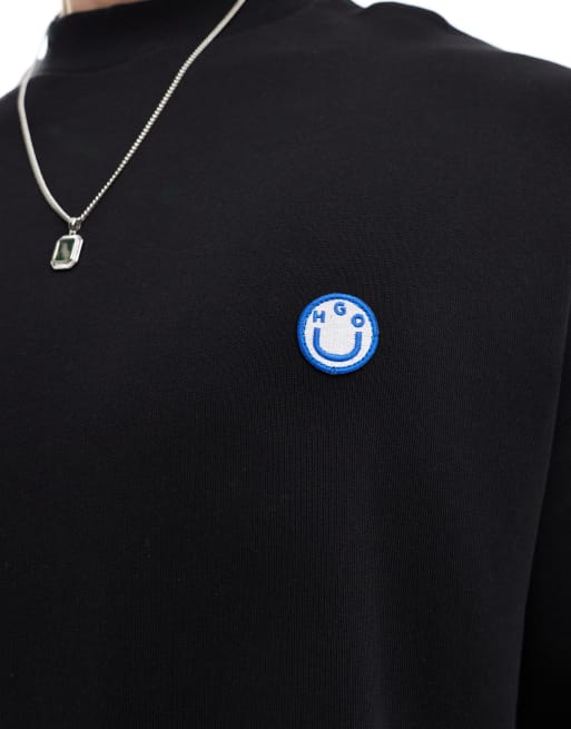 HUGO BLUE – Czarna bluza o luźnym kroju z grafiką, 4 z 4
