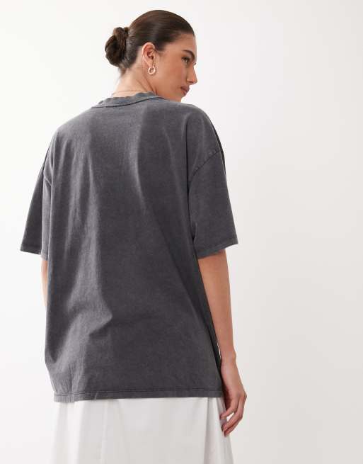HUGO Blue – Czarny T-shirt oversize z grafiką z logo, 4 z 4
