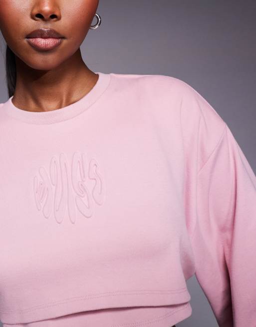 HUGO Blue Daleisy sweatshirt in pastel pink (Part of a set), 4 of 4
