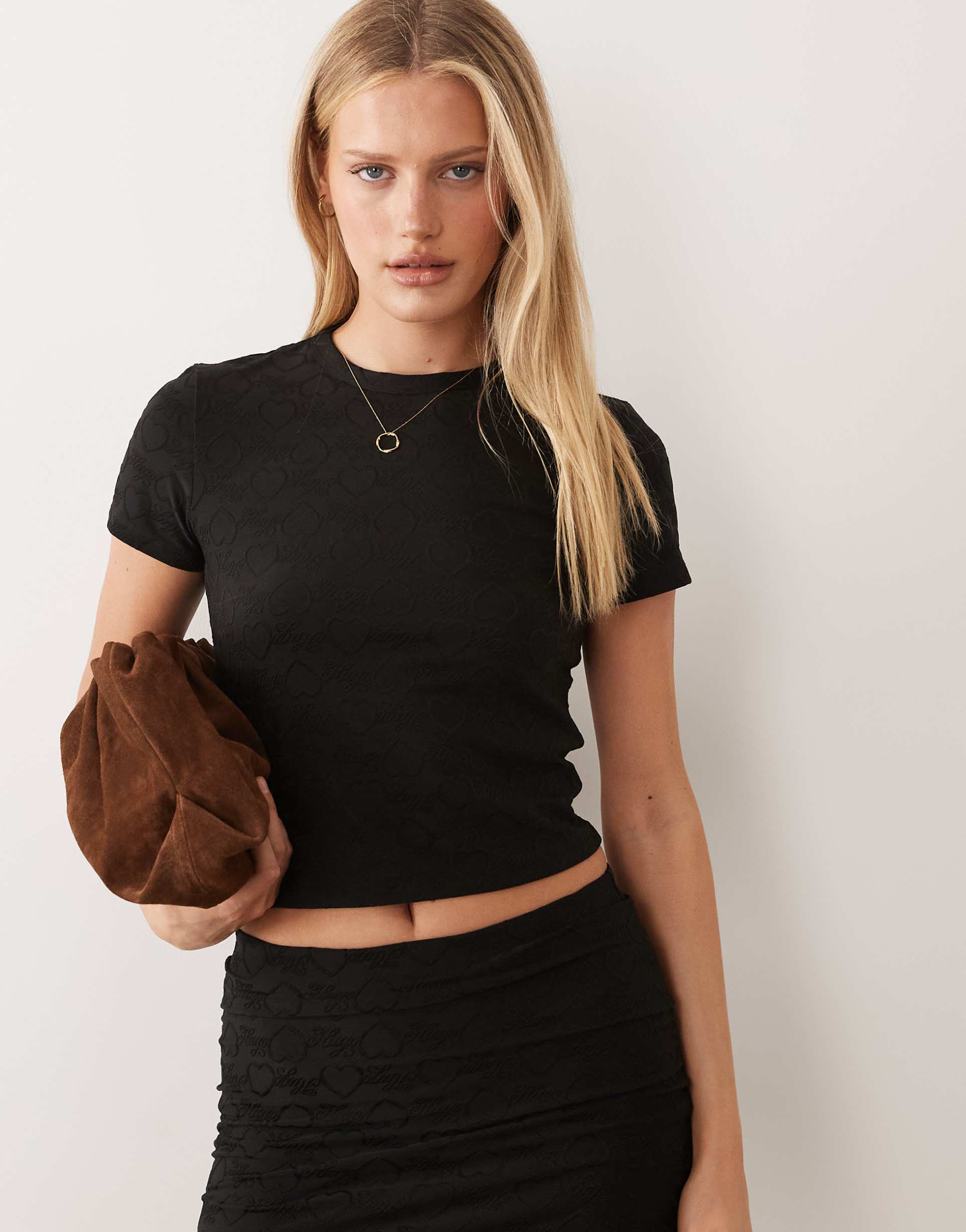 hugo blue dappless logo print crop top in black - part of a set
