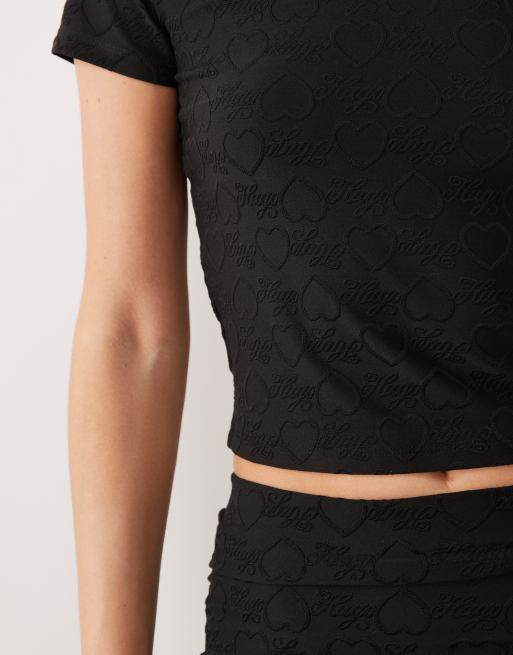 HUGO Blue - Dappless - Sort croptop med logoprint - Del af sæt, 3 af 4
