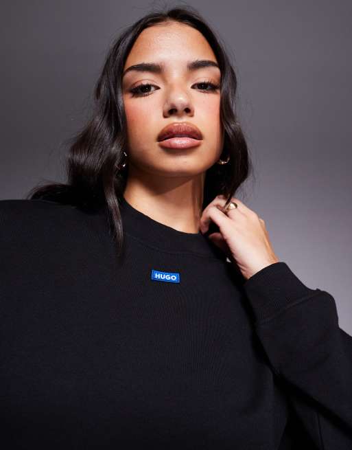 HUGO Blue - Delessa - Sweat avec logo au centre - Noir, 2 de 4