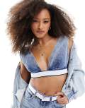 HUGO BLUE denim bralet in blue