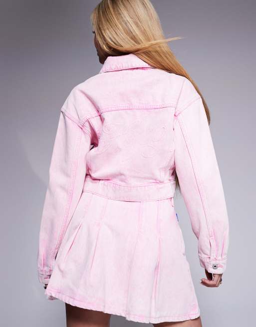 HUGO Blue denim jacket in washed pink (part of a set)