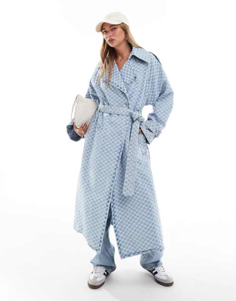 HUGO Blue denim trench coat in light wash - view 1