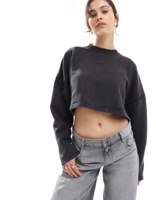 Hugo Blue Derissa Cropped Sweatshirt In Black