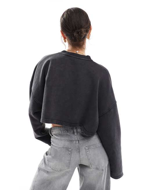 HUGO – Blue – Derissa – Svart, kort sweatshirt, 4 av 4