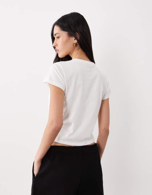 HUGO Blue dichroma cocktail print baby tee in white, 4 of 4
