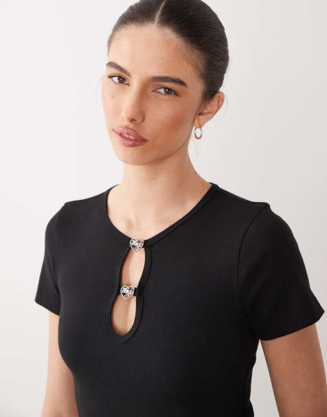 HUGO Blue - diheart - Crop top nero con apertura a goccia - view 1