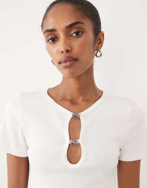 HUGO Blue - Diheart - Hvid croptop med keyhole-udskæring - view 1