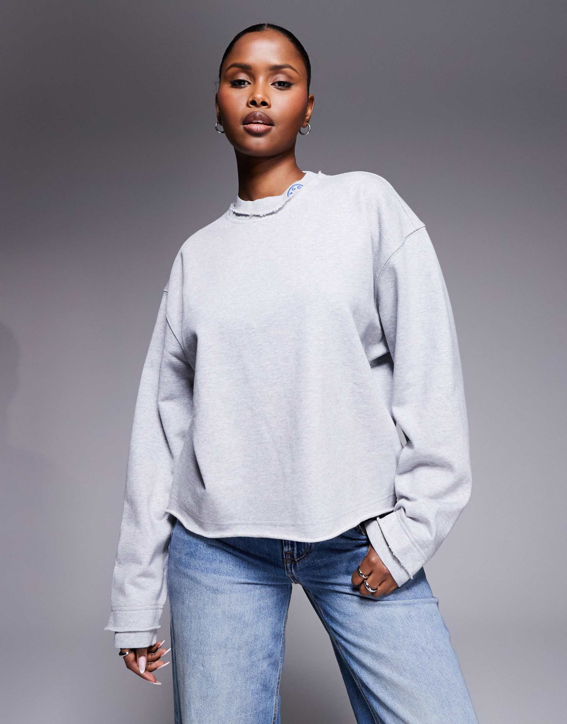 hugo blue dismudge sweatshirt in gray