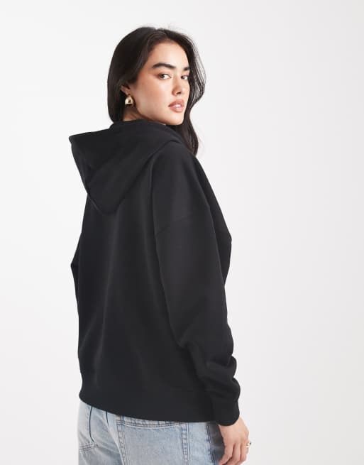 HUGO BLUE Dolasa glitter gel logo relaxed fit hoodie in black, 4 of 4