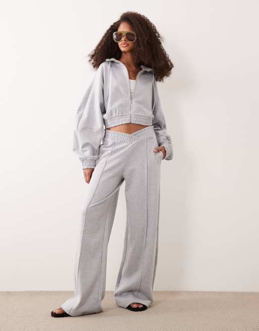 HUGO Blue dolpie cropped zip through hoodie in grey (part of a set), 2 of 4
