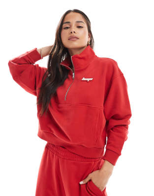 Hugo Blue Dorata Quarter Zip Sweater In Red