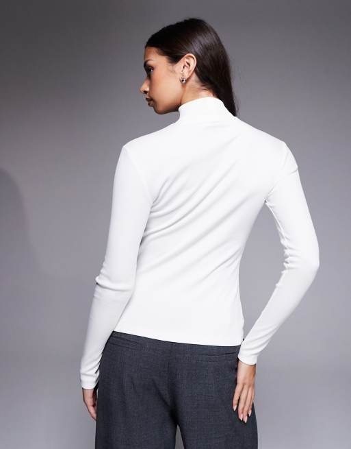HUGO Blue - Easy - Hvid langærmet slim fit-overdel med centreret logo, 2 af 4