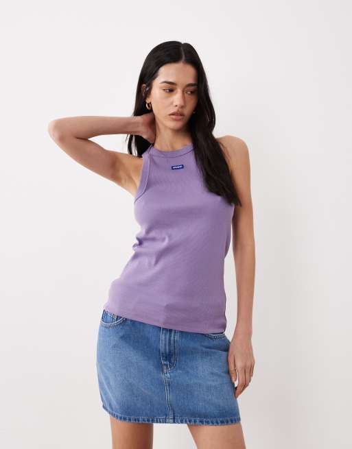 HUGO Blue easy tank in purple, 3 of 4