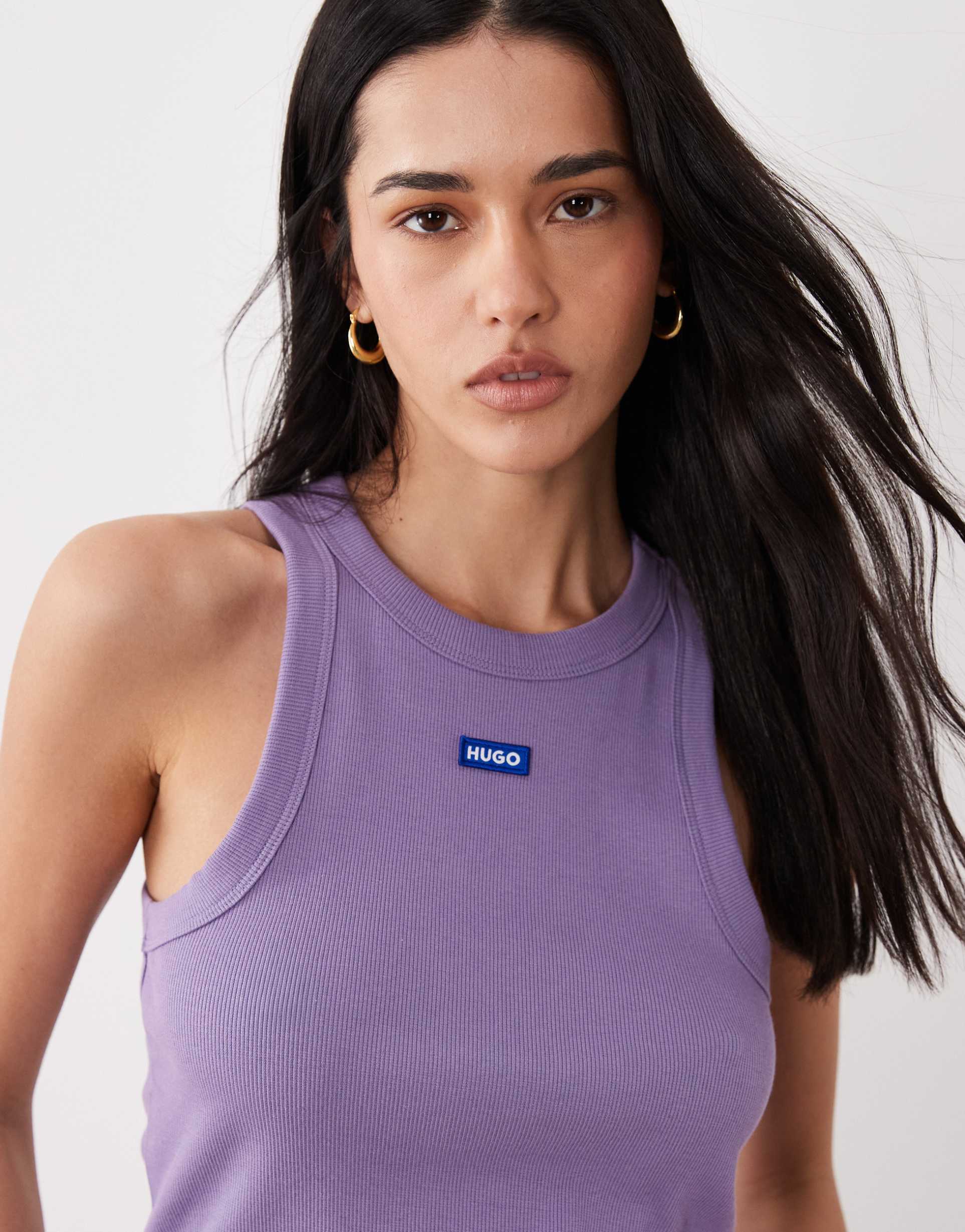 hugo blue easy tank top in purple