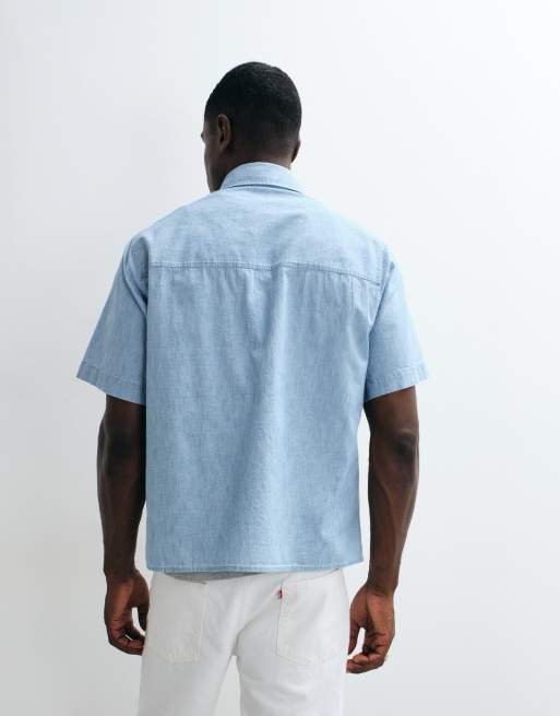 HUGO Blue – Ebaffino – Jasnoniebieska koszula oversize, 5 z 5