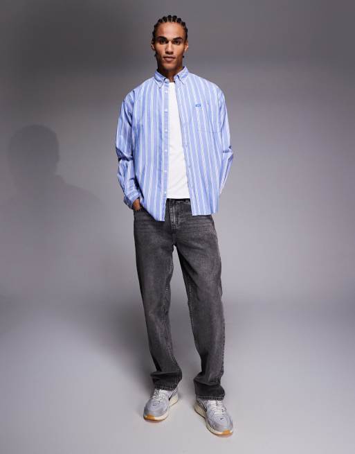 HUGO Blue – Ebill – Niebieska koszula oversize w paski, 2 z 5