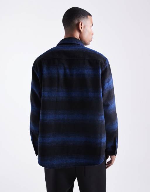 HUGO BLUE – Ebolt – Blå, randig, fluffig overshirt i oversize, 3 av 5
