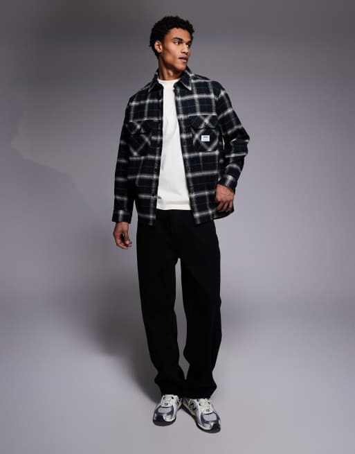 HUGO BLUE Ebolt oversized fit check shirt in black, 2 of 5