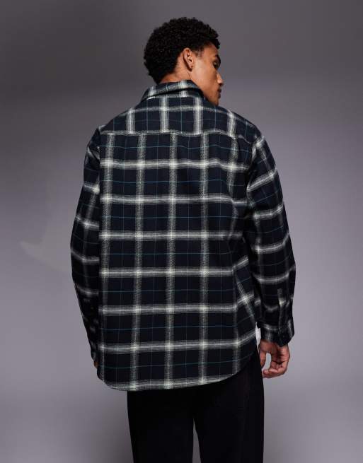 HUGO BLUE Ebolt oversized fit check shirt in black, 3 of 5