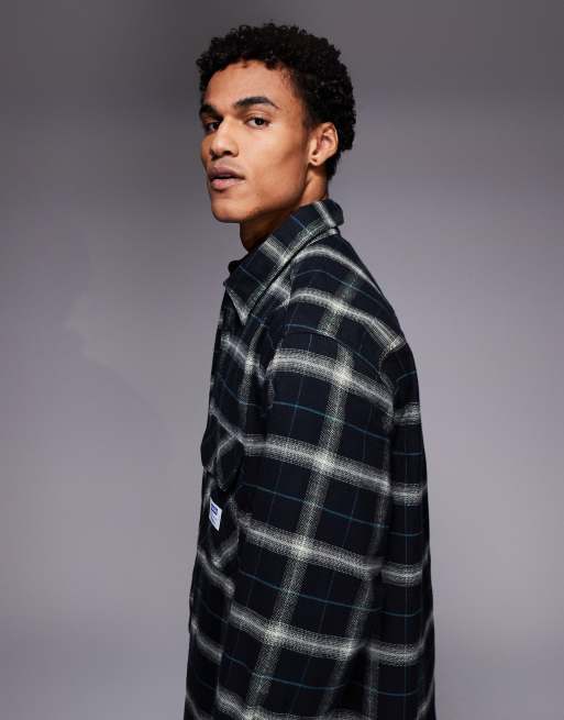 HUGO BLUE Ebolt oversized fit check shirt in black, 4 of 5