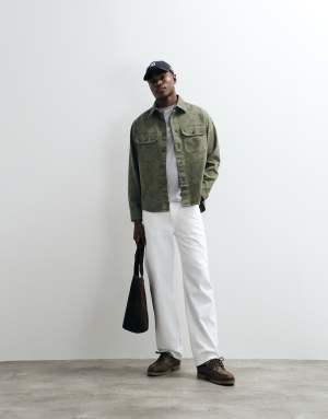HUGO Blue Ebolt oversized shirt in green